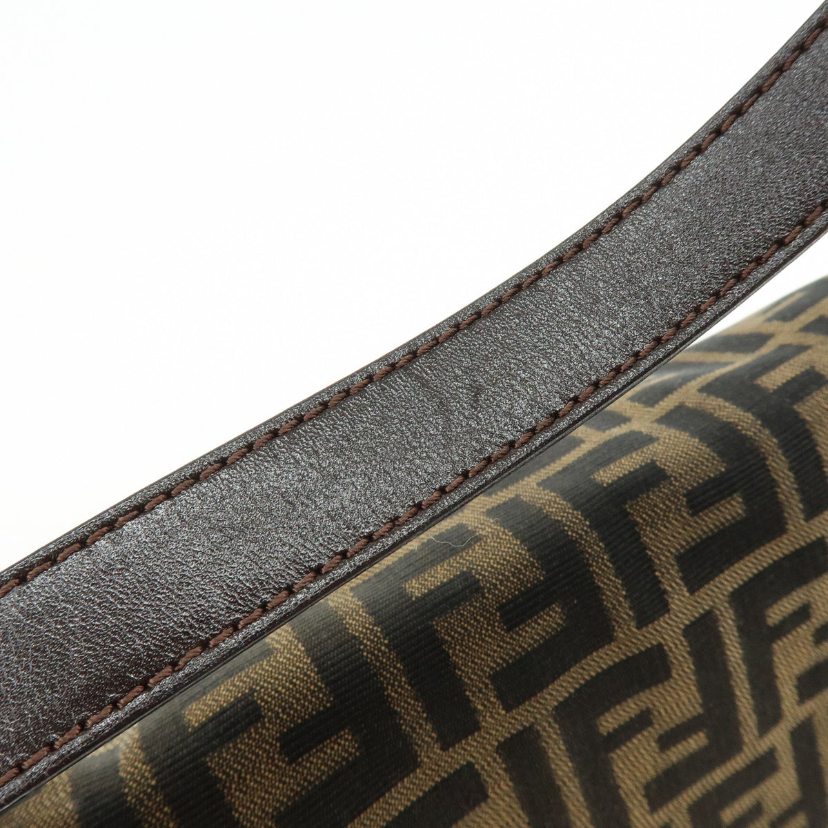 FENDI Zucca Mamma Baguette Jacquard Canvas Leather Shoulder Bag 26325
