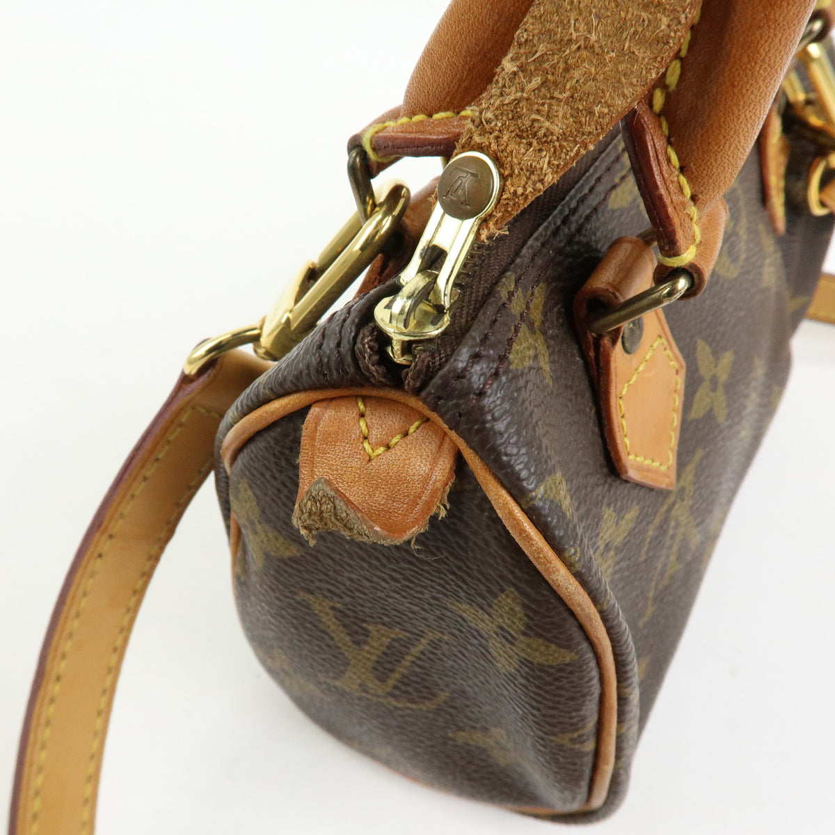 Louis Vuitton Monogram Mini Speedy Hand Bag & Strap M41534 J00142 Lot