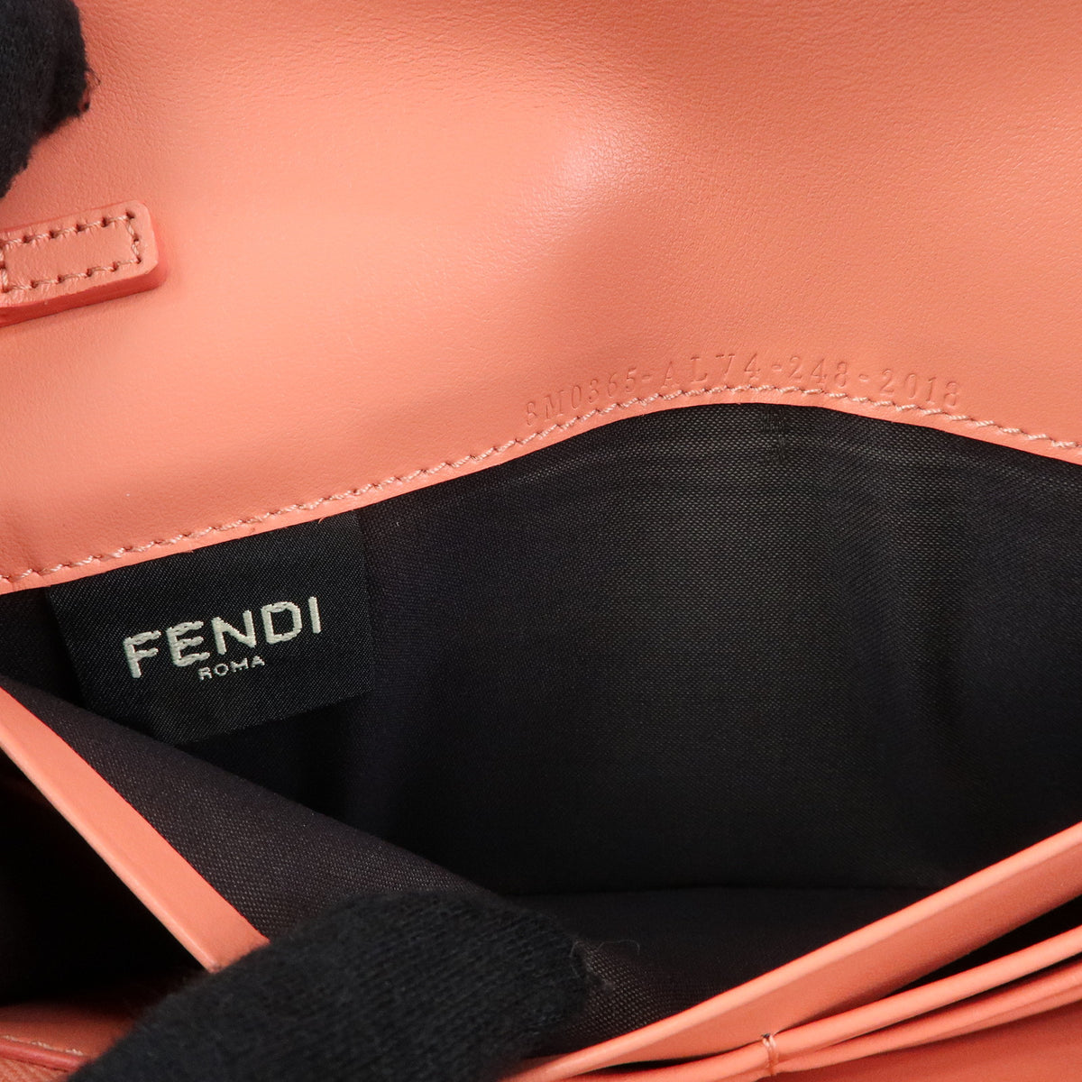FENDI FF Diamond Leather Chain Long Wallet WOC Pink 8M0365
