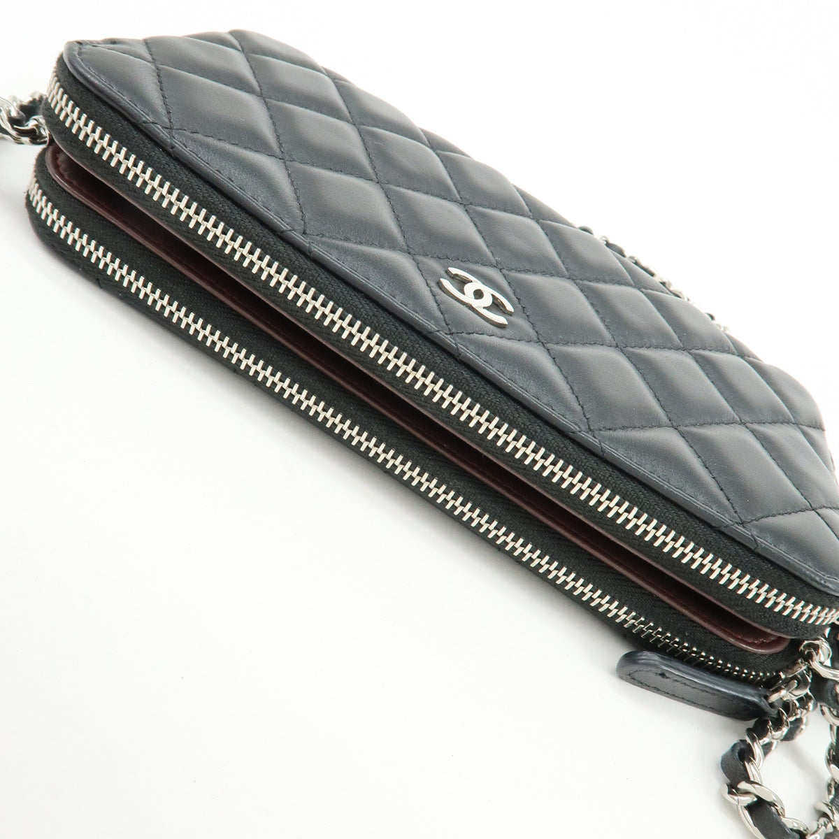 CHANEL COCO Mark Matelasse Lamb Skin Chain Shoulder Bag Black Silver