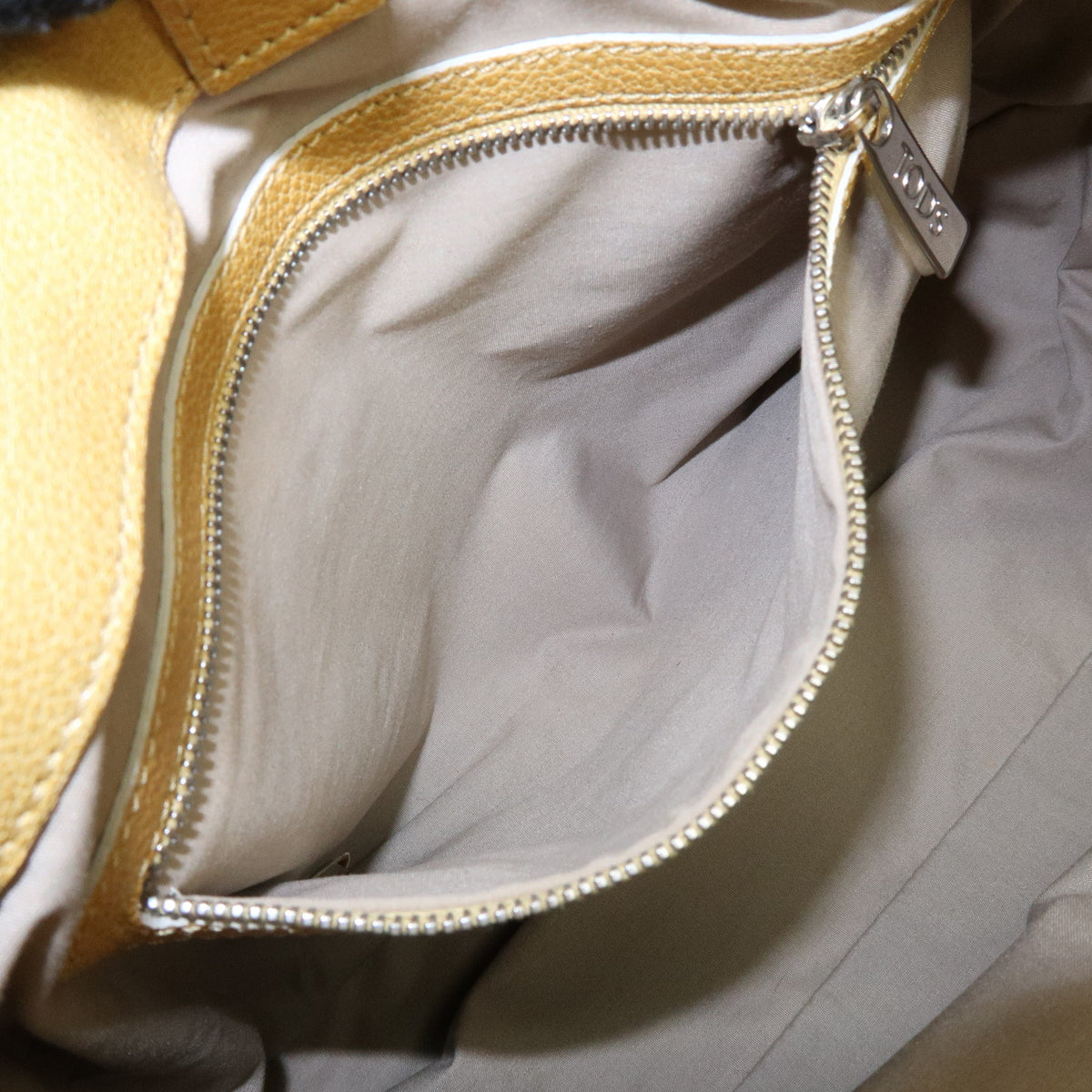 TOD'S  Leather Tote Bag Shoulder Bag Hand Bag Stitches Mustard