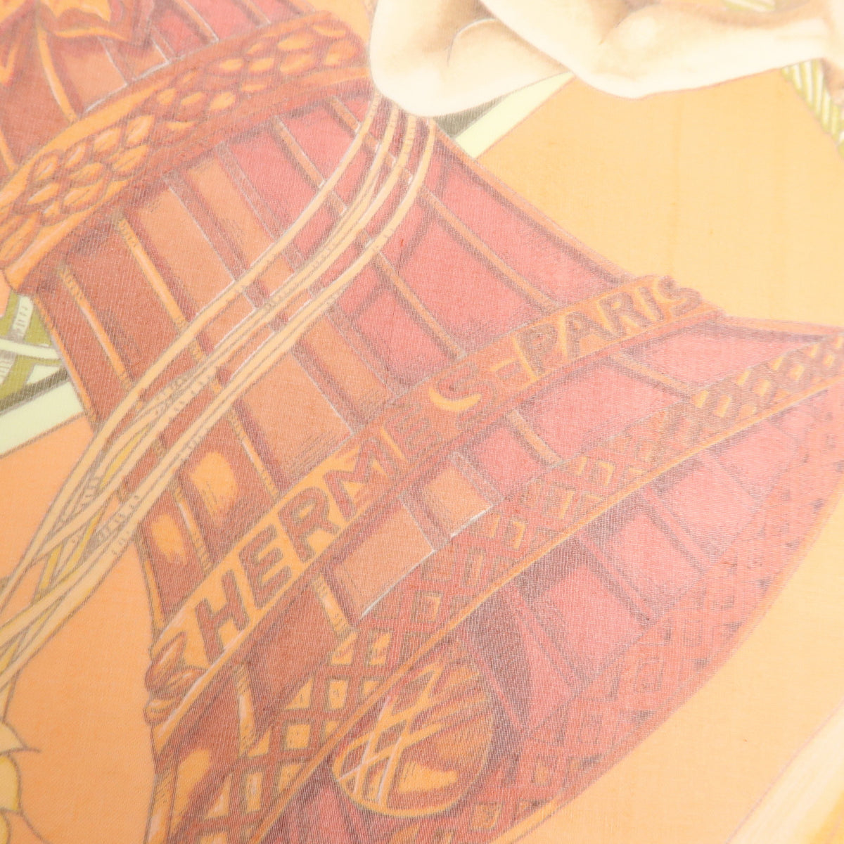 HERMES Carre 90 Silk 100% Scarf AMOURS Orange