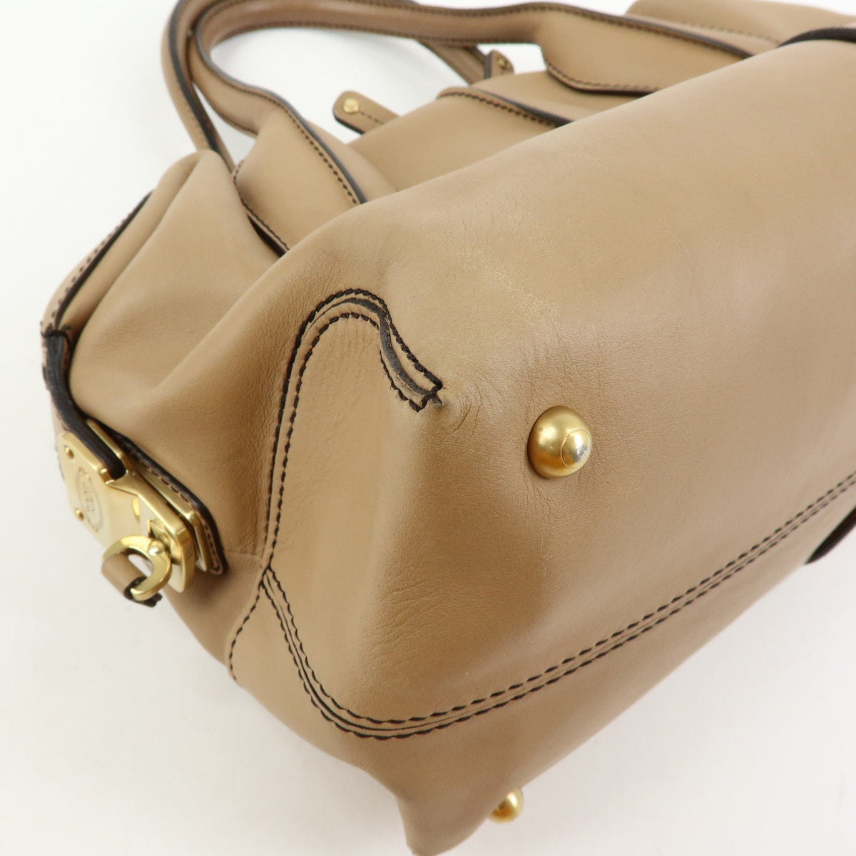 TOD'S  D Styling Leather 2Way Bag Hand Bag Shoulder Bag Beige