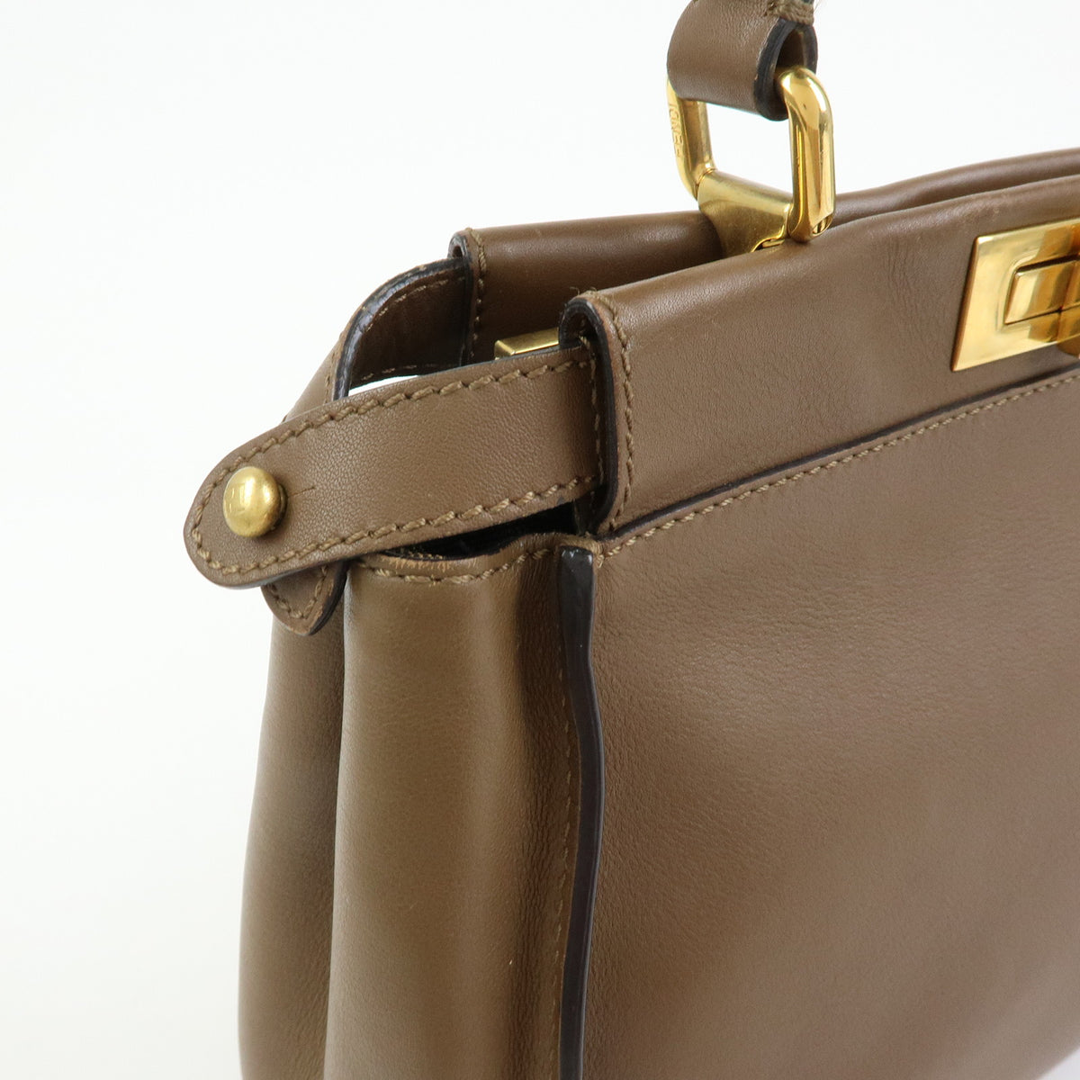 FENDI Peekaboo Medium Leather 2Way Hand Bag Shoulder Bag Brown 8BN290