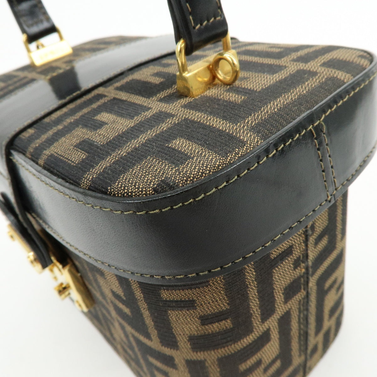 FENDI Zucca Canvas Leather 2Way Vanity Bag Shoulder Bag Brown 09149311