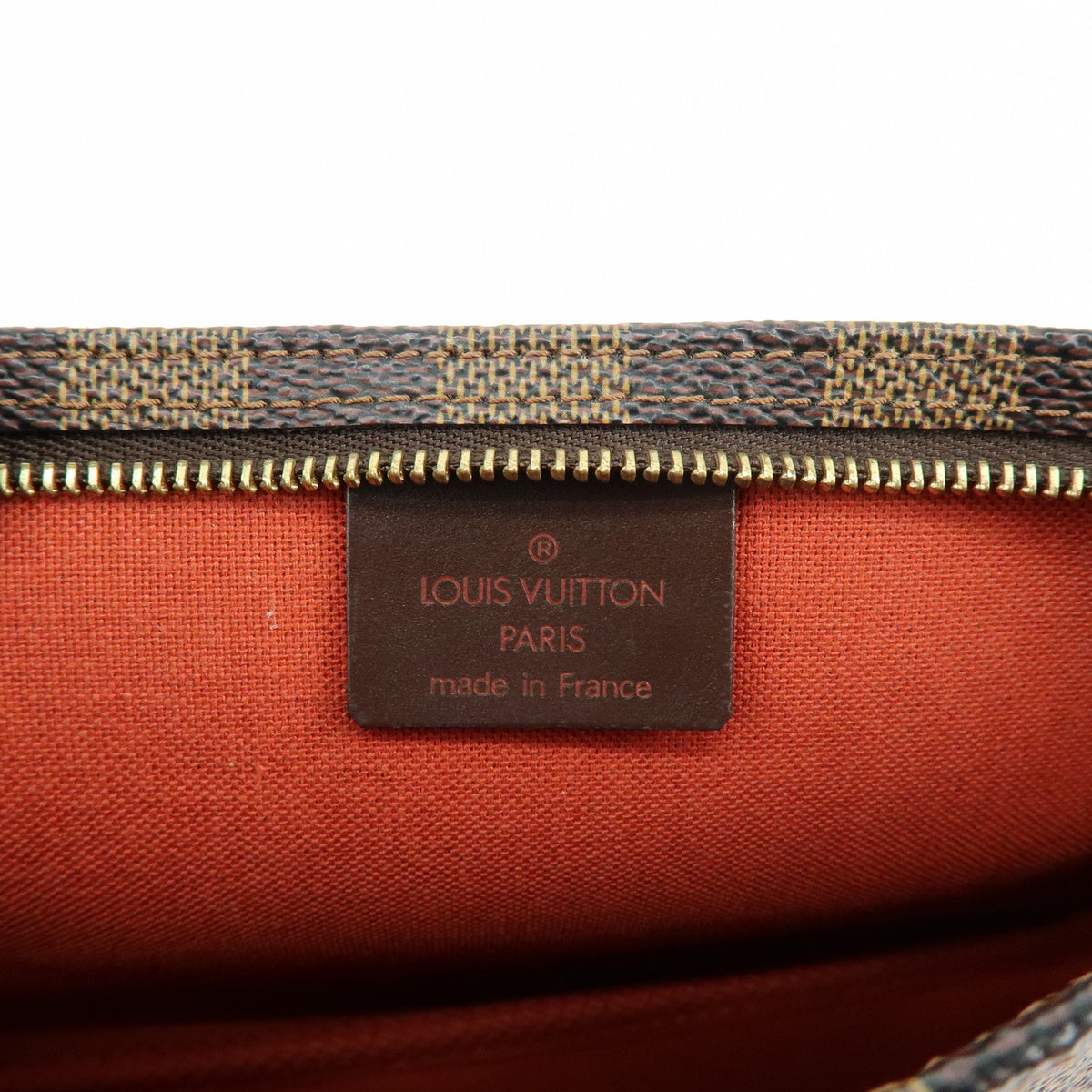 Louis Vuitton Damier Ebene Navona Leather Hand Bag Pouch Brown N51983