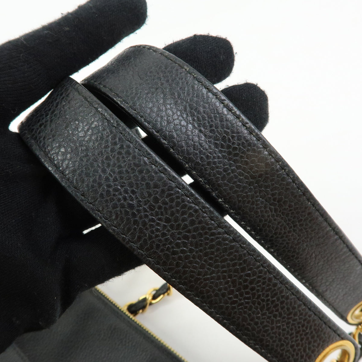 CHANEL COCO Mark Caviarskin Chain Shoulder Bag Tote Bag Black A10492