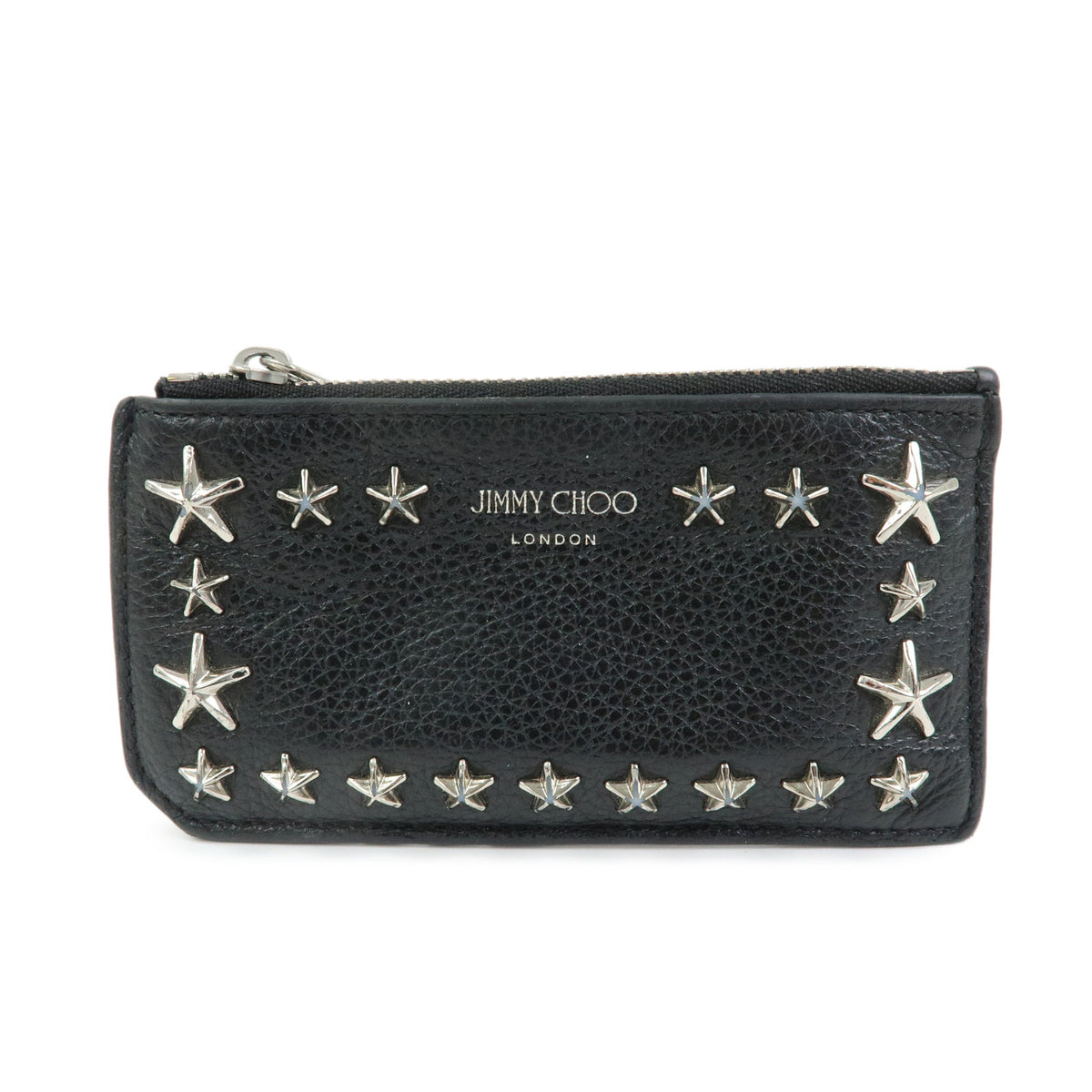 JIMMY CHOO Star Studs Leather Coin Case Card Case Black