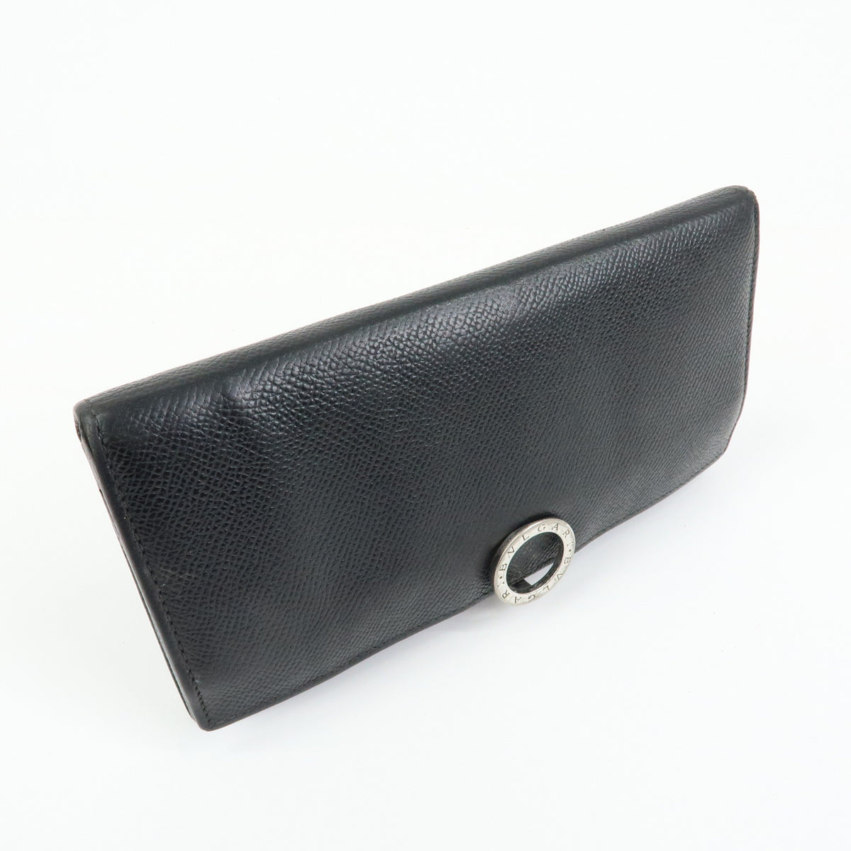 BVLGARI BVLGARI Logo Clip Leather Bi-fold Long Wallet Black