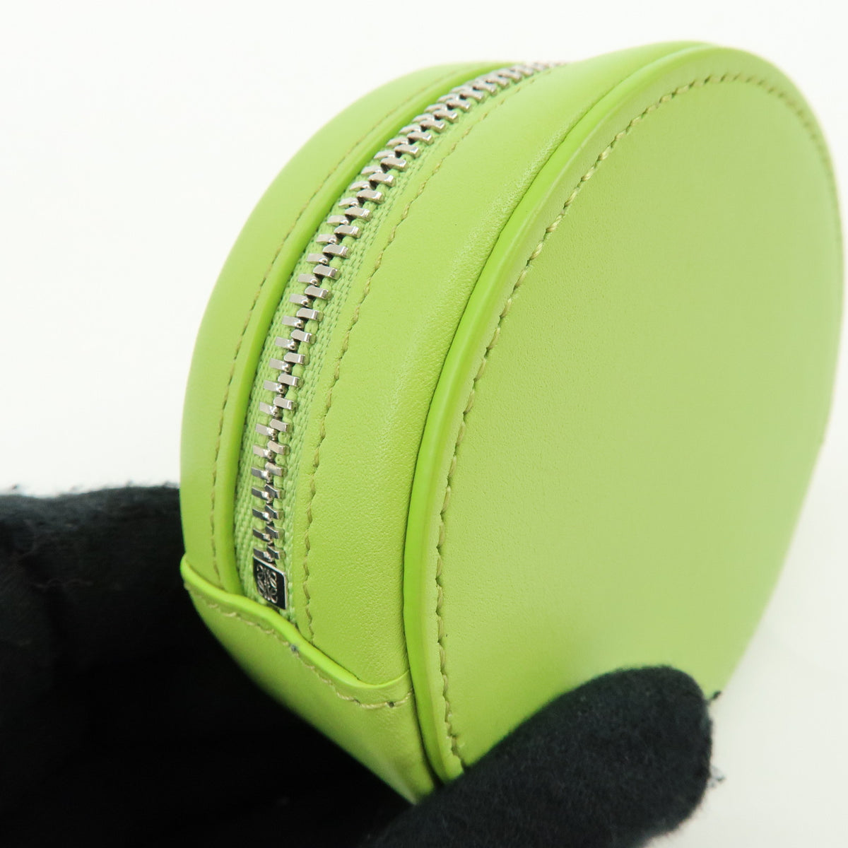 LOEWE Calf Leather Pebble Cookie Key Holder Pouch Coin Case Green