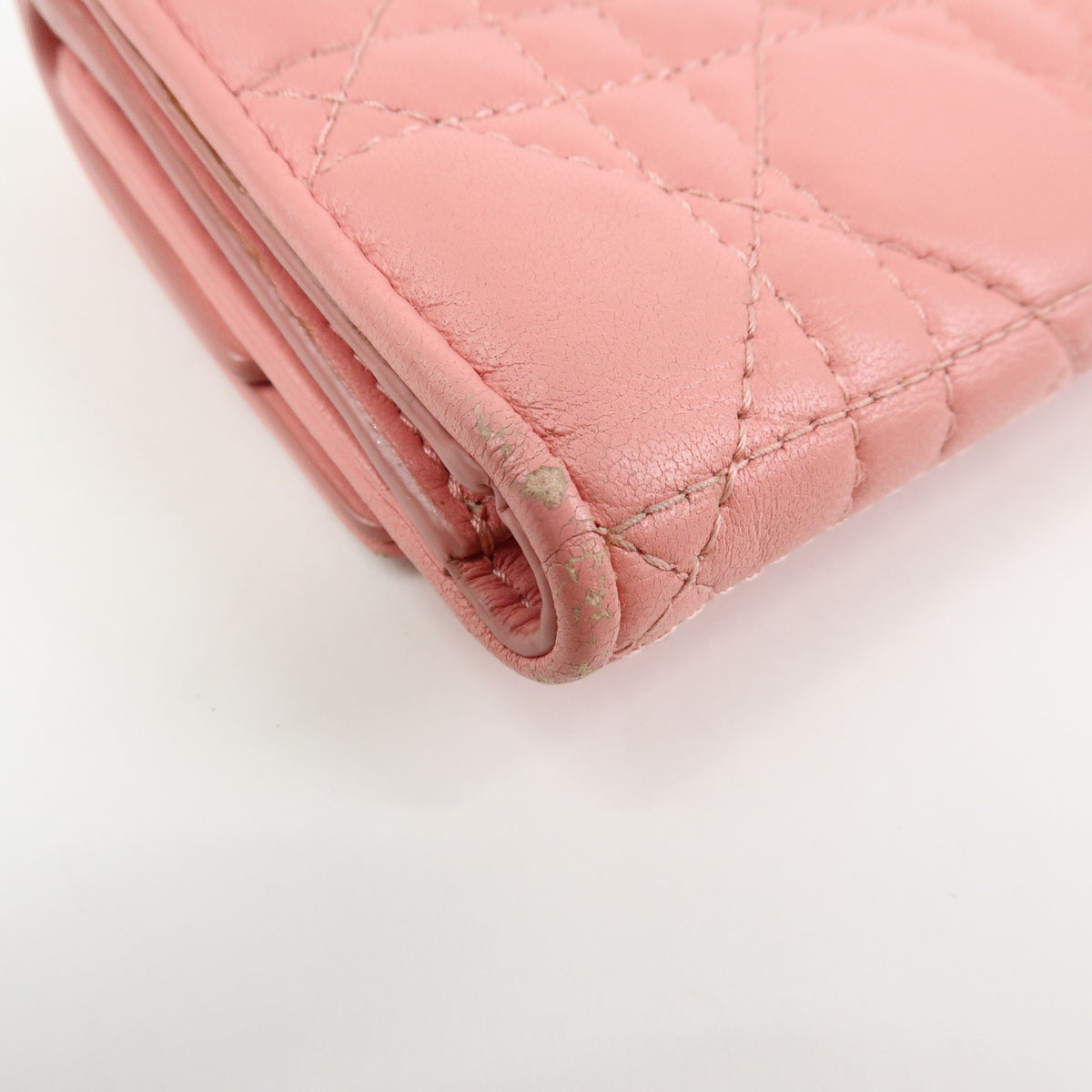 Christian Dior Lady Dior Lotus Cannage Leather Tri-fold Compact Wallet