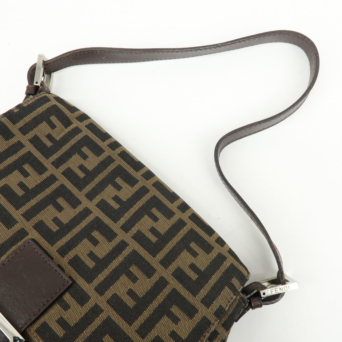 FENDI Zucca Mamma Baguette Canvas Leather Shoulder Bag Hand Bag 26325