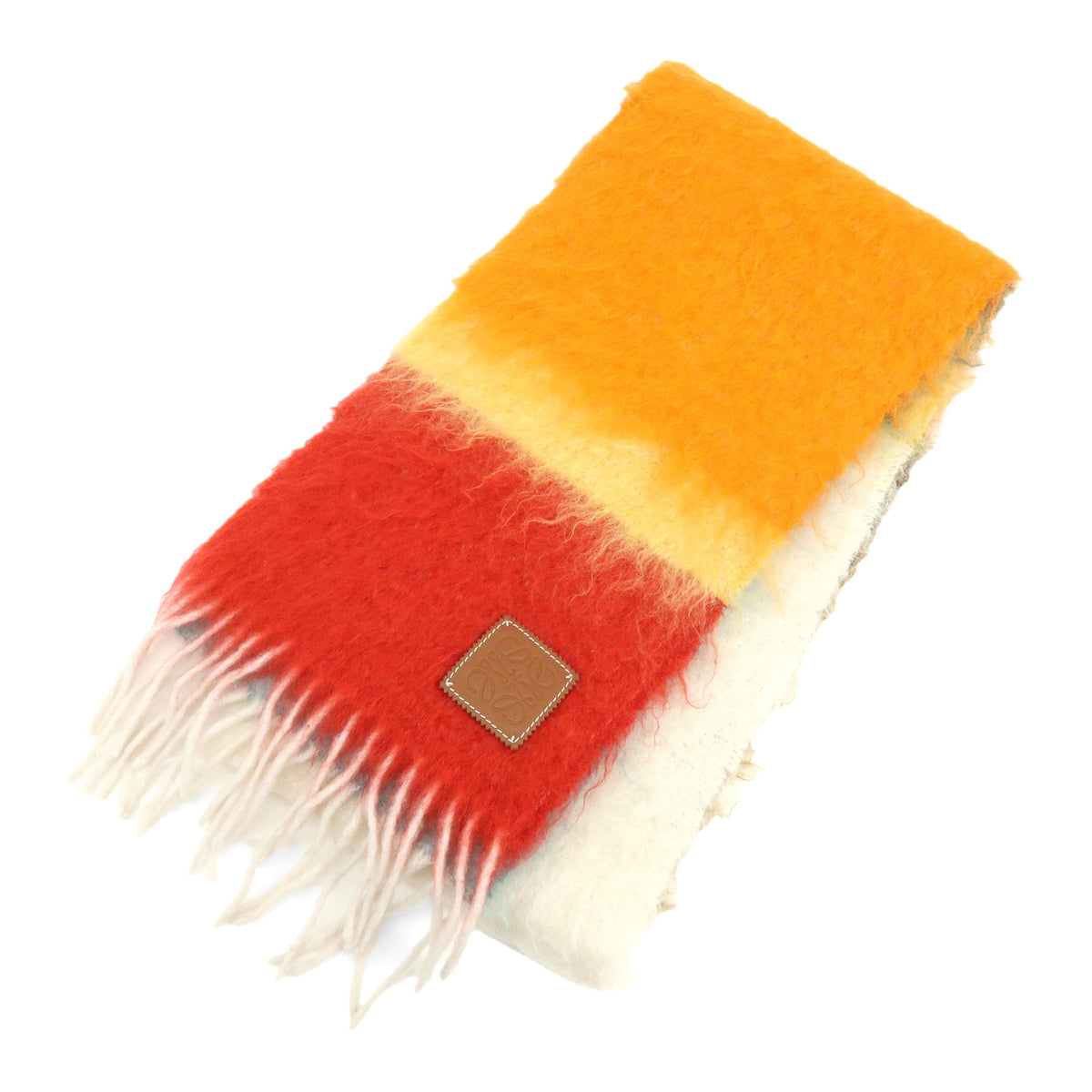 LOEWE Anagram Mohair Wool Scarf Shawl Orange Multicolor