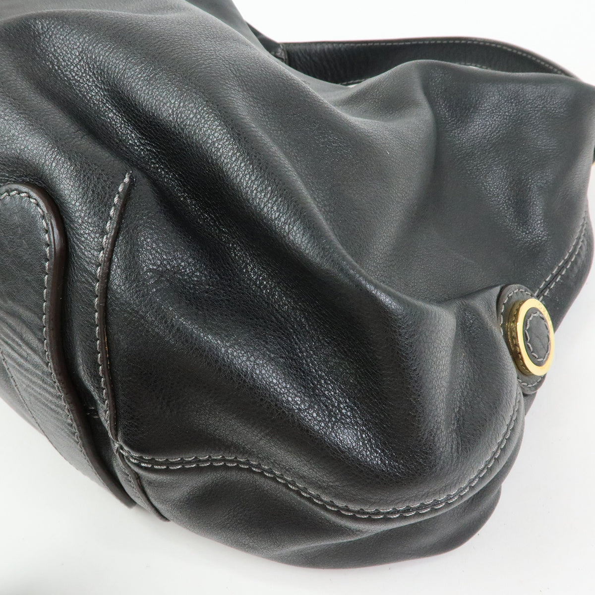 LOEWE Logo Leather Shoulder Bag Hand Bag Black