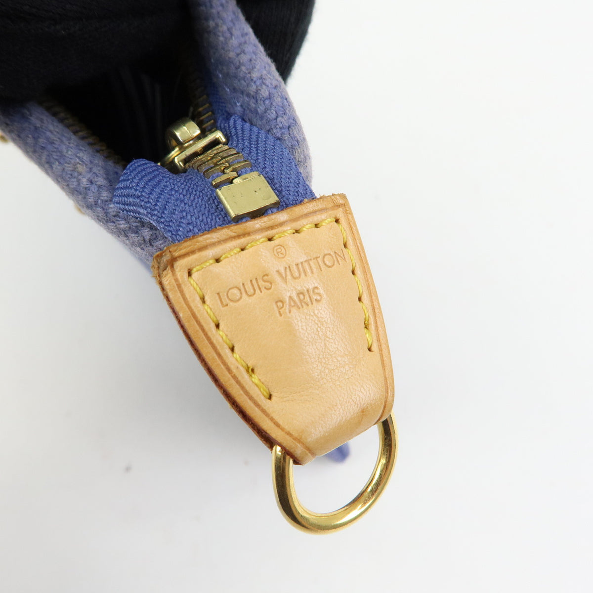 Louis Vuitton Antigua Canvas Leather Pochette Plate Pouch Blue M40070