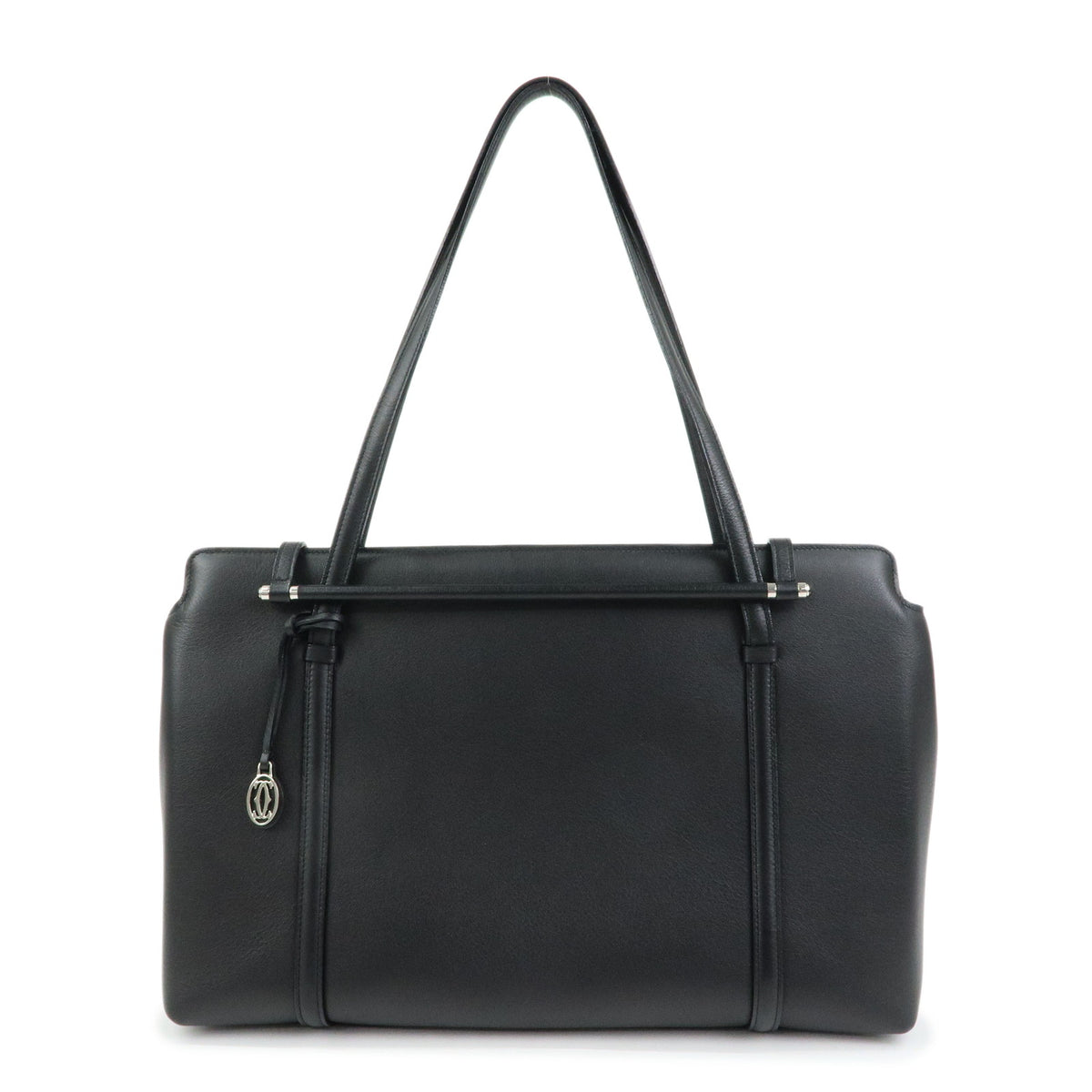Cartier Cabochon Leather Tote Bag Shoulder Bag Hand Bag Black