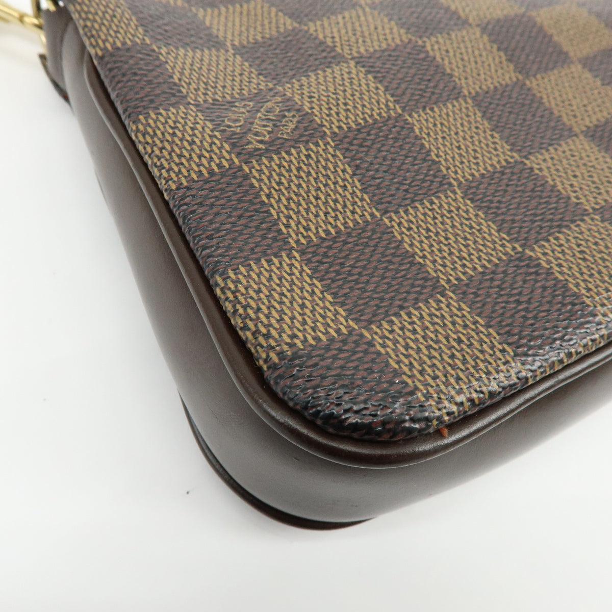 Louis Vuitton Damier Ebene Navona Leather Hand Bag Pouch Brown N51983