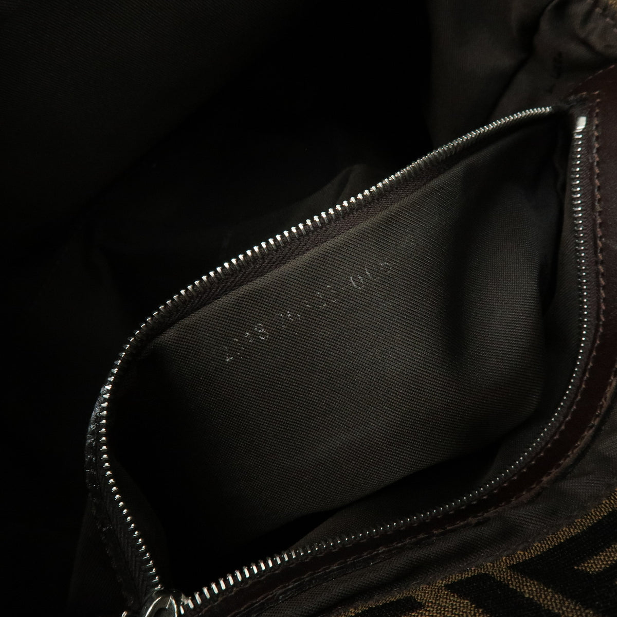 FENDI Mamma Baguette Zucca Canvas Leather Hand Bag Brown 26325
