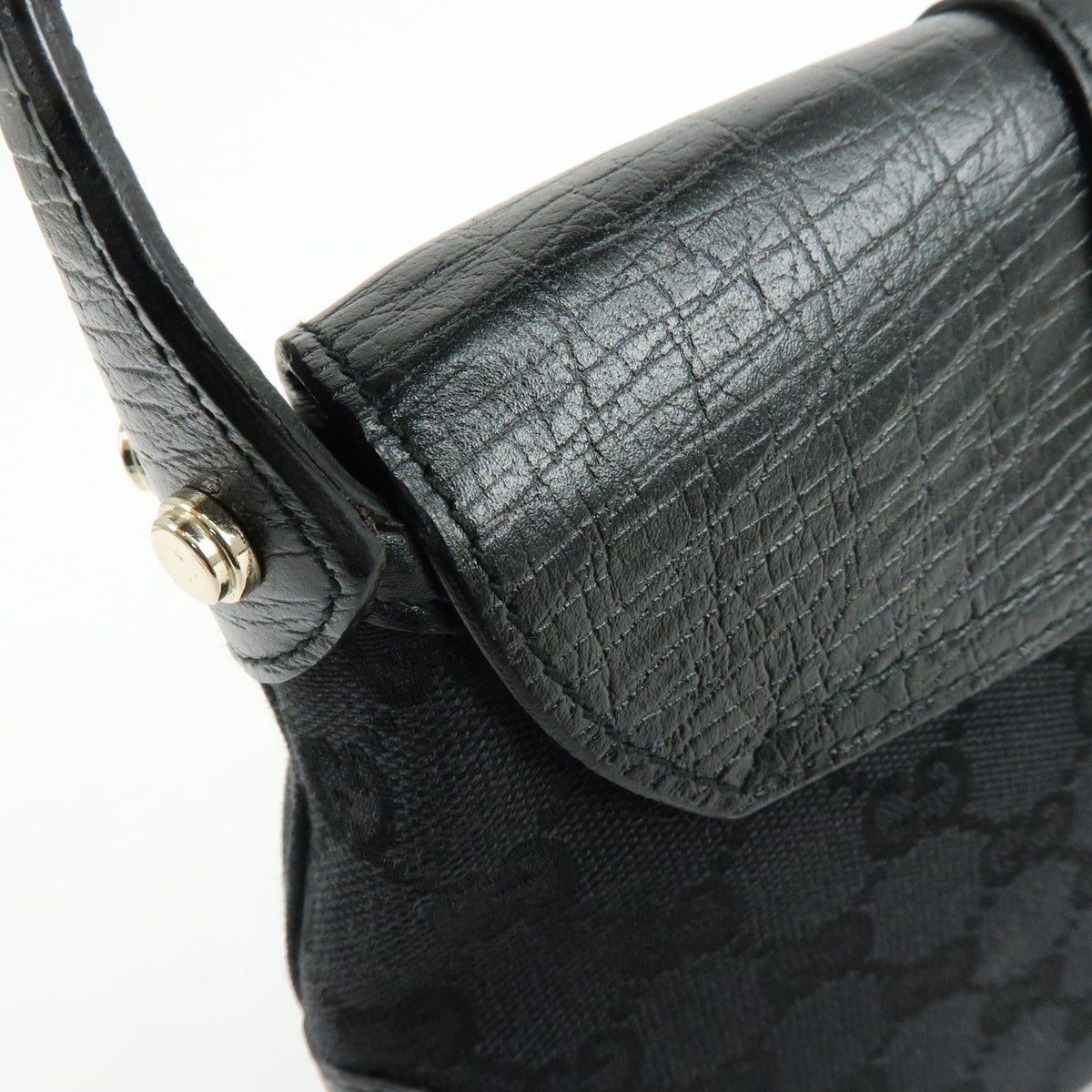 GUCCI Sherry GG Canvas Leather Shoulder Bag Hand Bag Black 130846