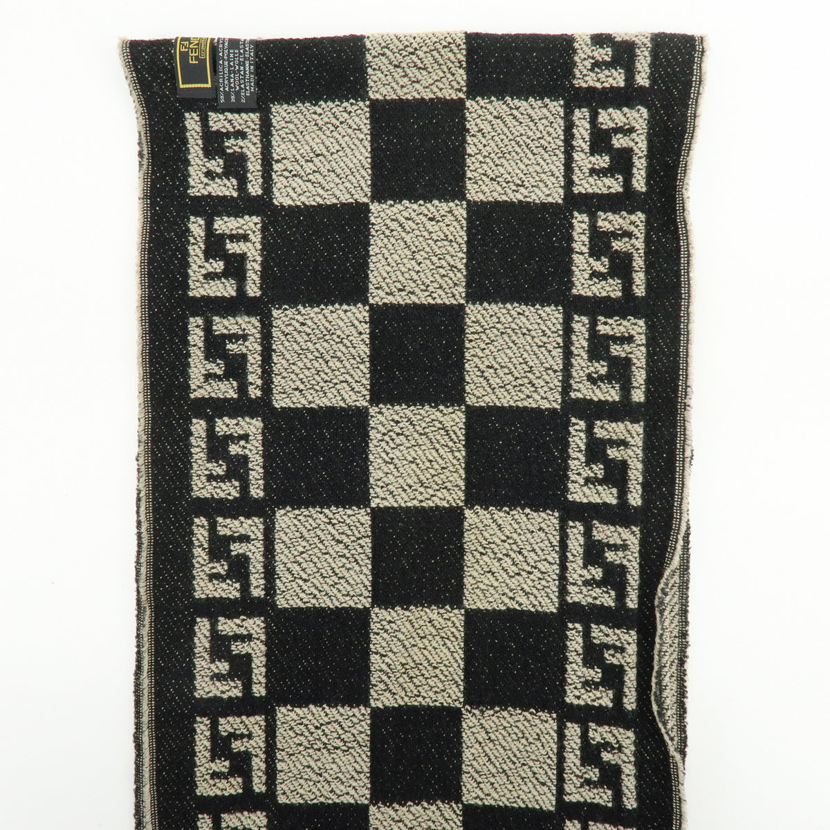 FENDI Zucca FF Logo Acrylic Wool Scarf Shawl Beige Black