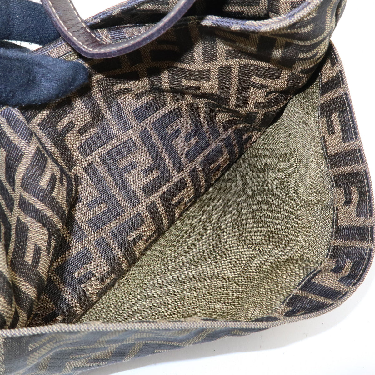 FENDI Zucca Canvas Leather Shoulder Bag Hand Bag Brown 26569