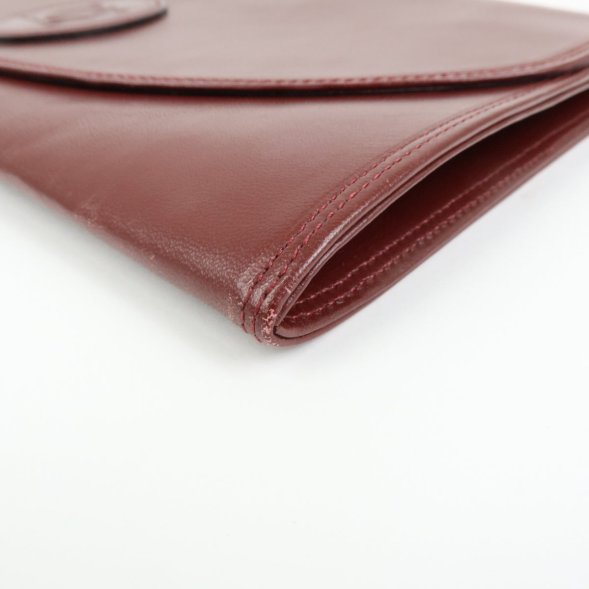 Cartier Must de Cartier Leather Clutch Bag Flat Pouch Bordeaux Wine Red