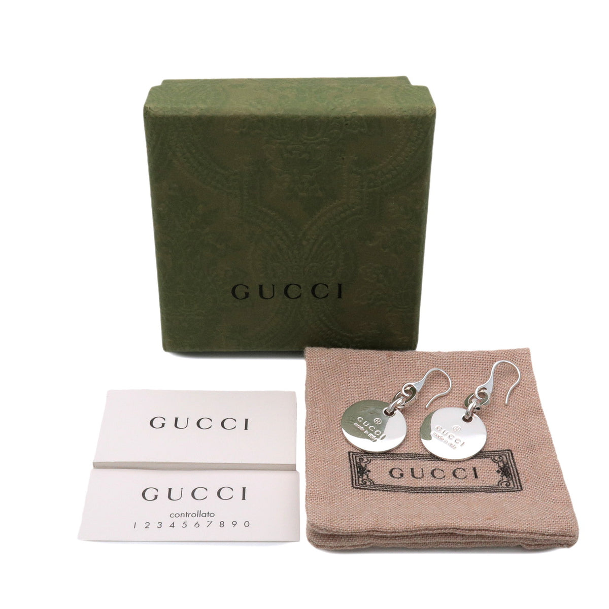 GUCCI Round Plate Hook Earrings SV925 Silver