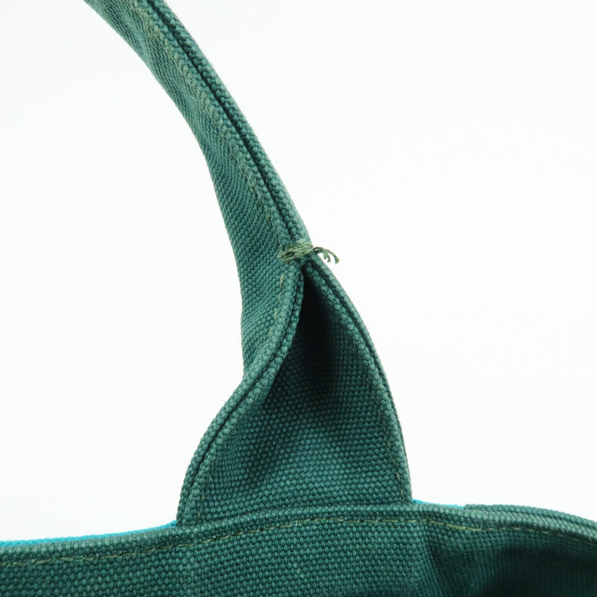 PRADA Logo Canapa Triangle Logo 2Way Tote Hand Bag  Green Blue BN2642