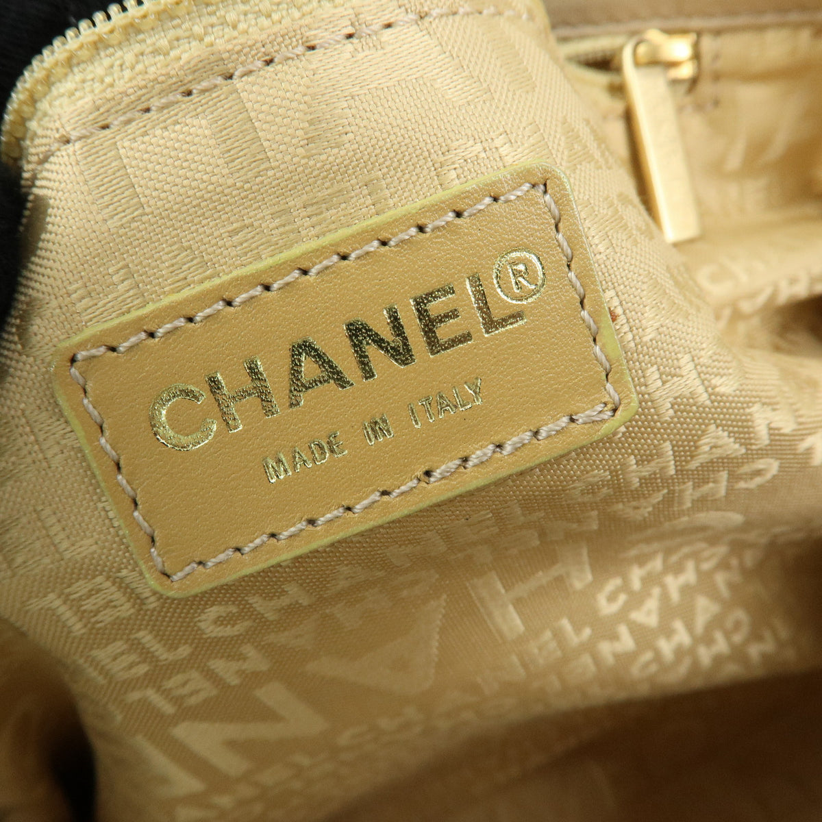 CHANEL COCO Mark Lamb Skin Chain Shoulder Bag Hand Bag Beige