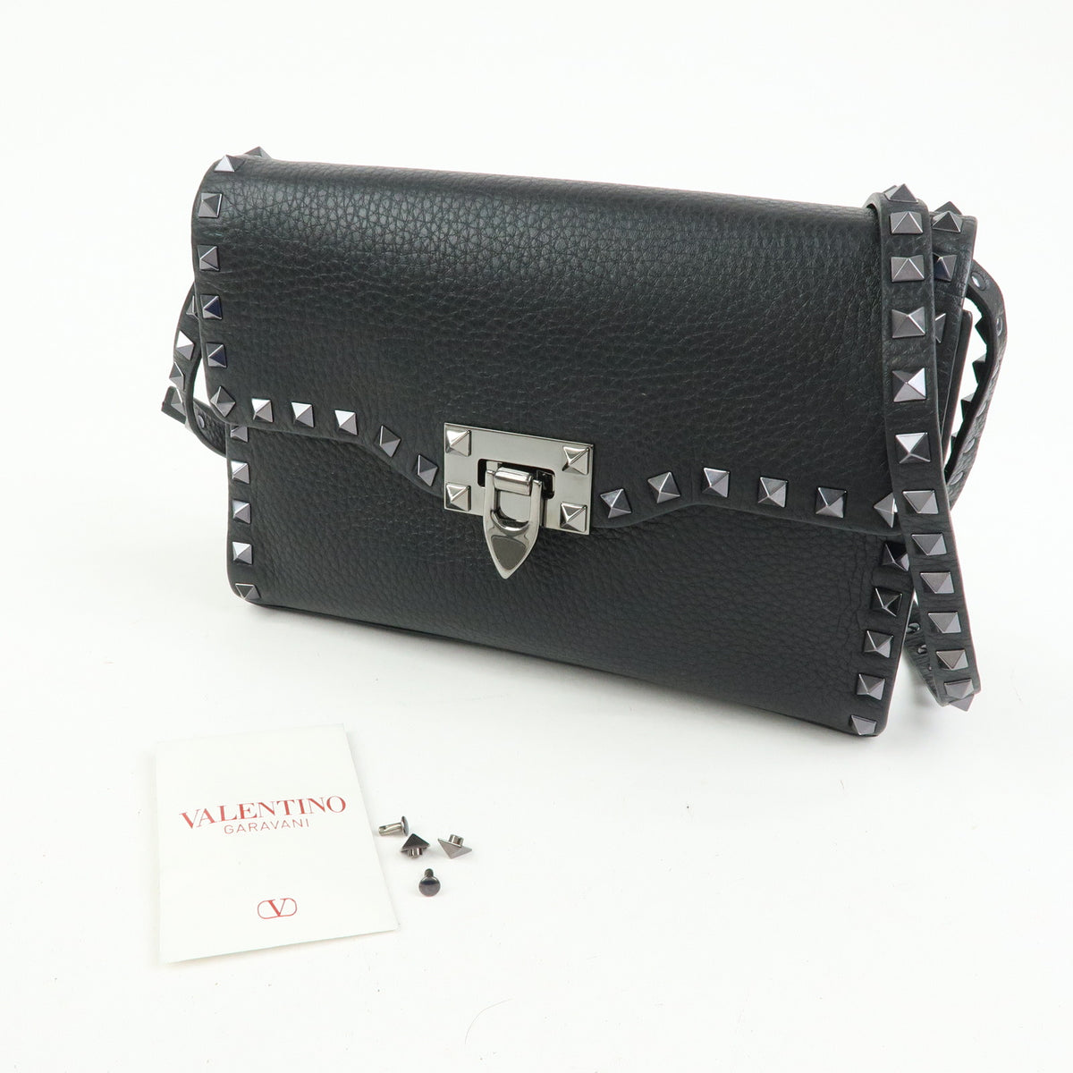 VALENTINO Rockstud Small Leather Shoulder Bag Black