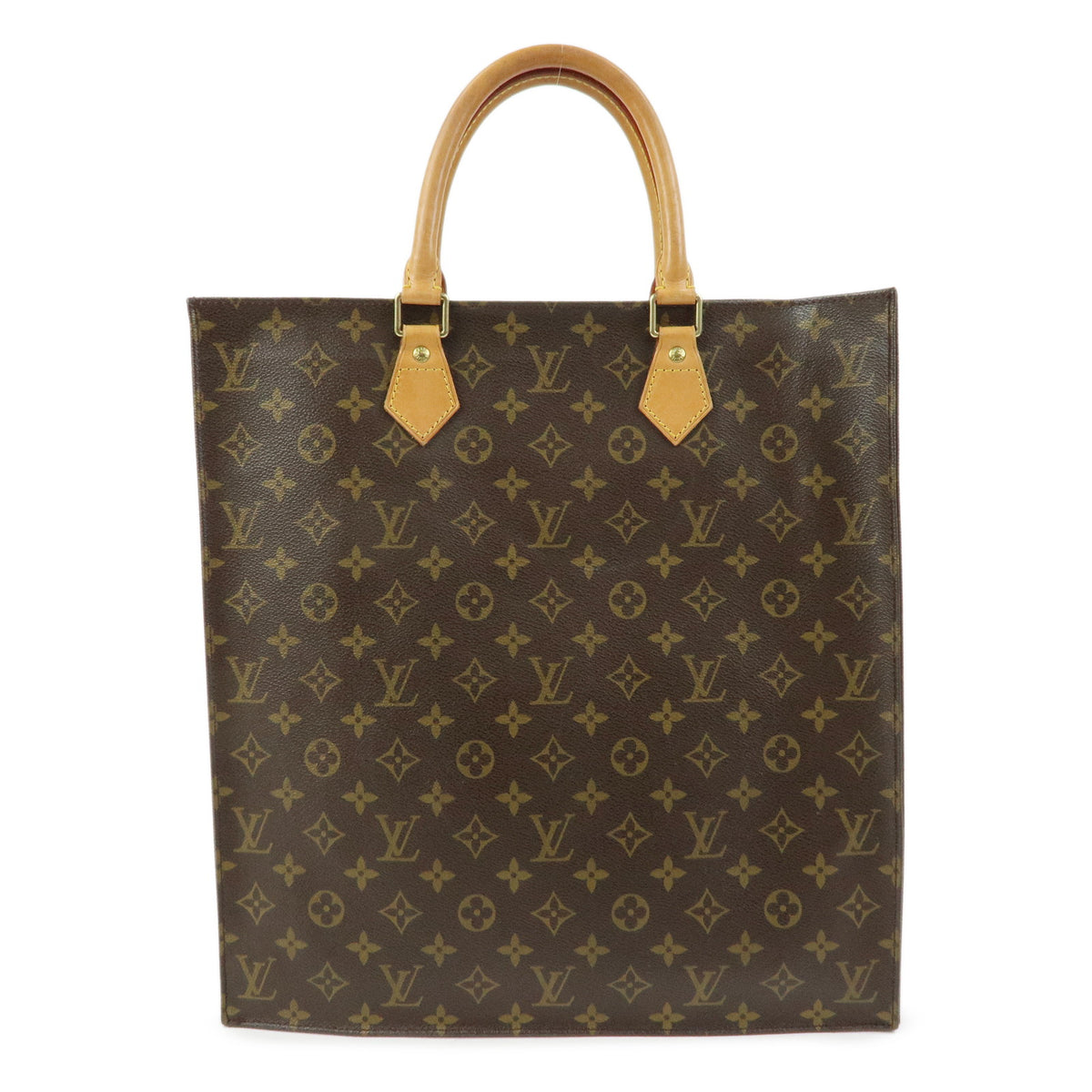 Louis Vuitton Monogram Sac Plat Tote Bag Hand Bag Brown M51140