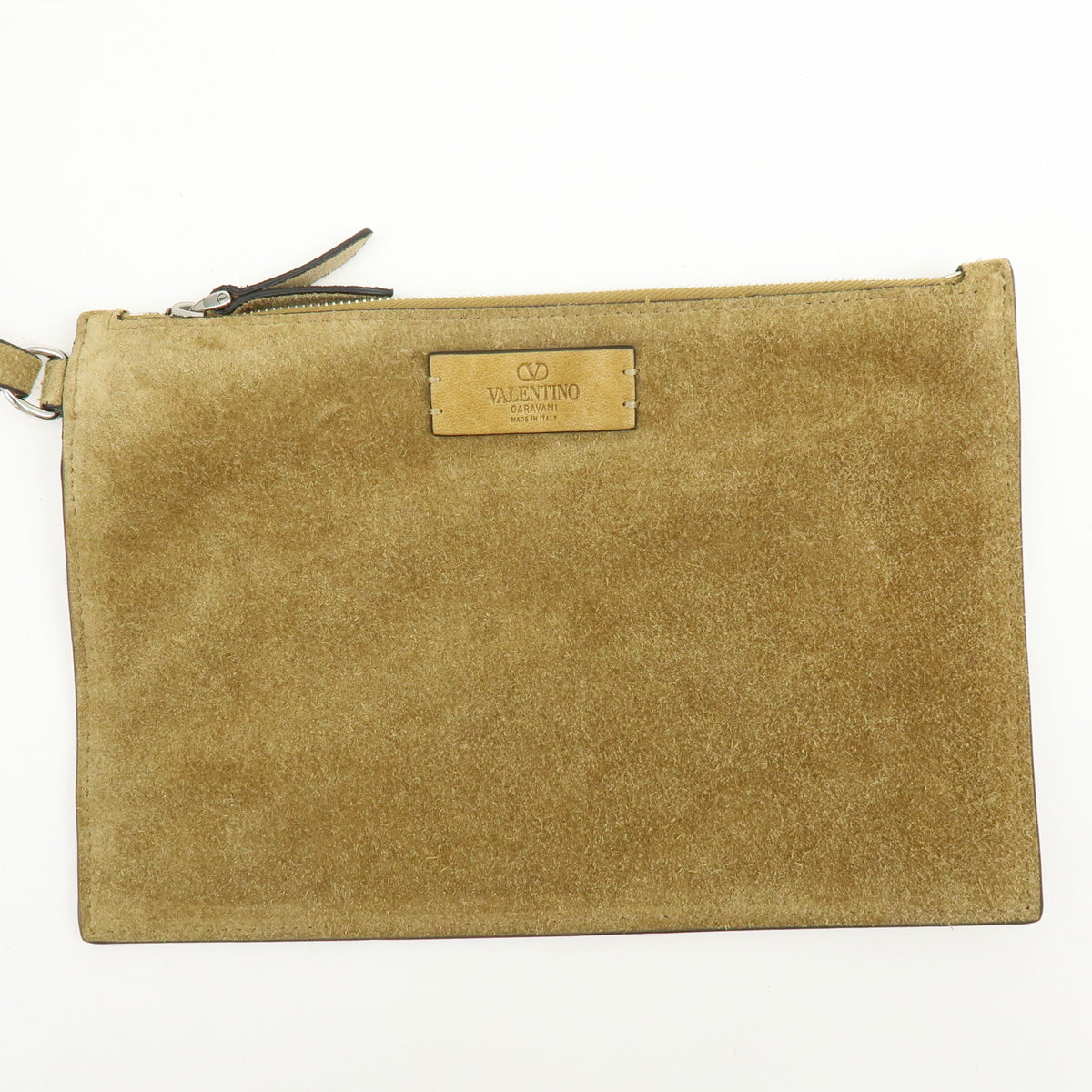 VALENTINO Suede Nellcote Tote Bag Shoulder Bag Beige Silver