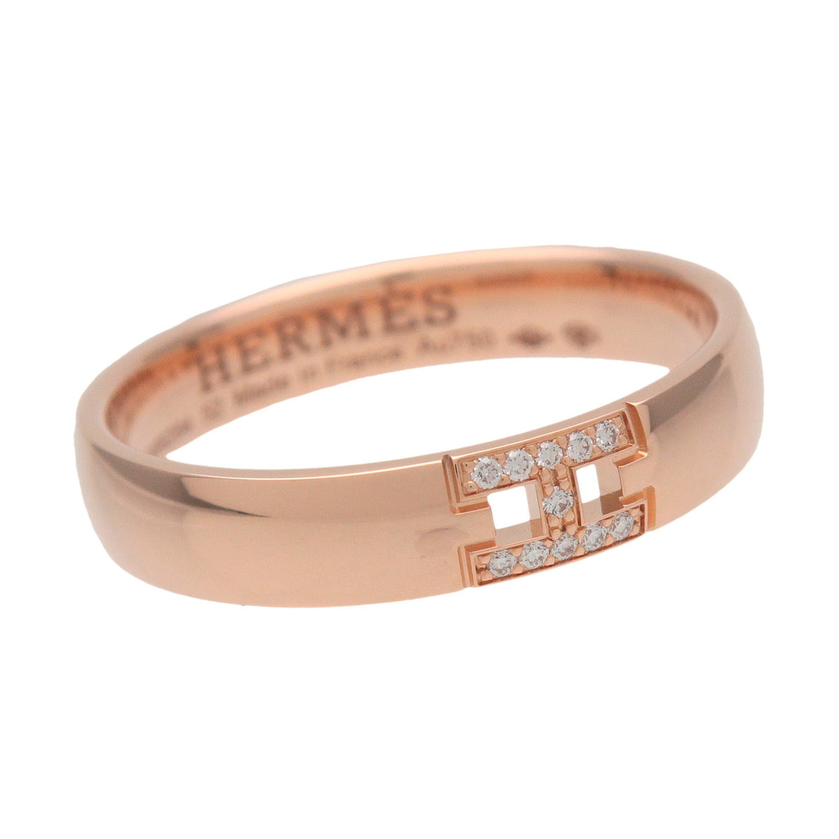 HERMES Ever Hercules 11P Diamond Ring K18 750PG Rose Gold #52 US6.25