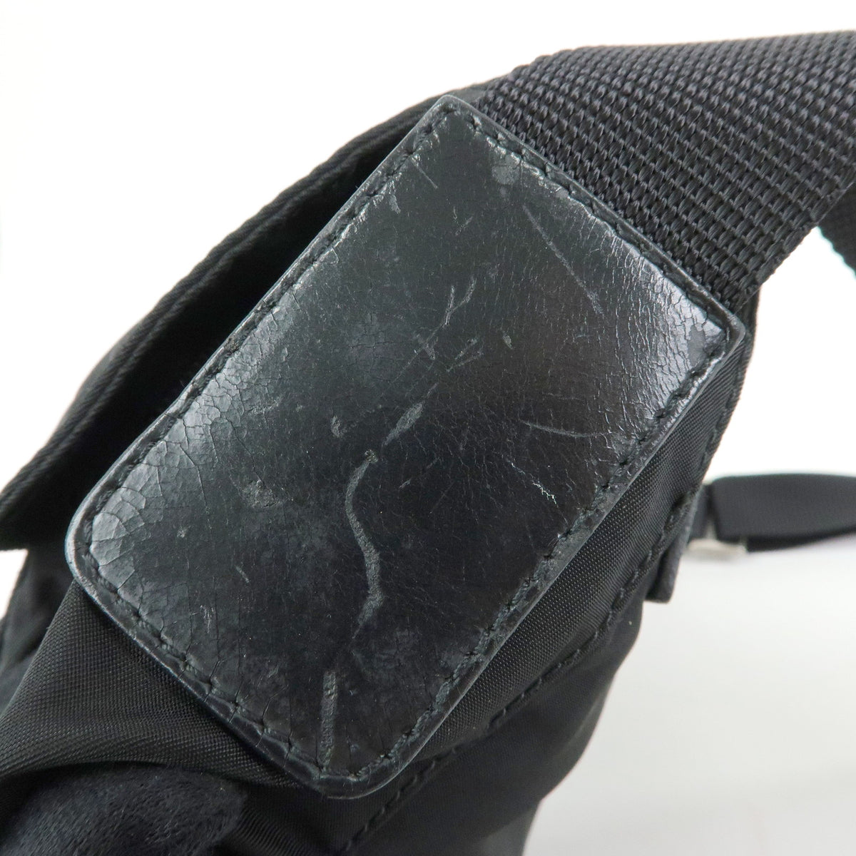 PRADA Triangle Logo Nylon Leather Shoulder Bag Crossbody Bag Black
