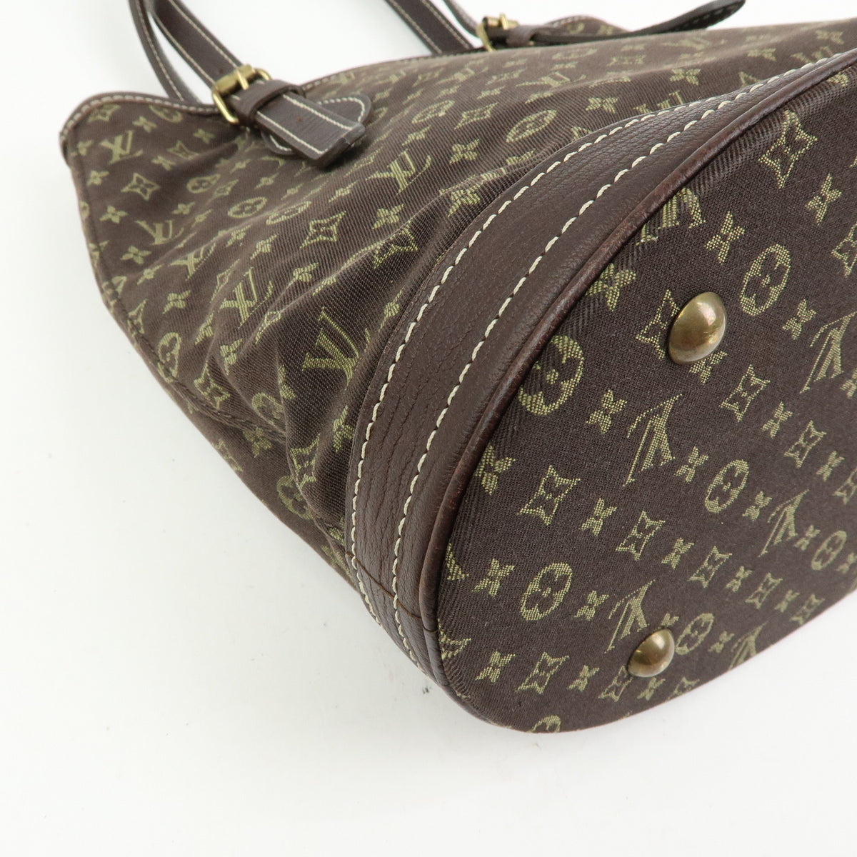 Louis Vuitton Monogram Mini Lin Bucket PM Canvas Tote Bag Ebene M95226