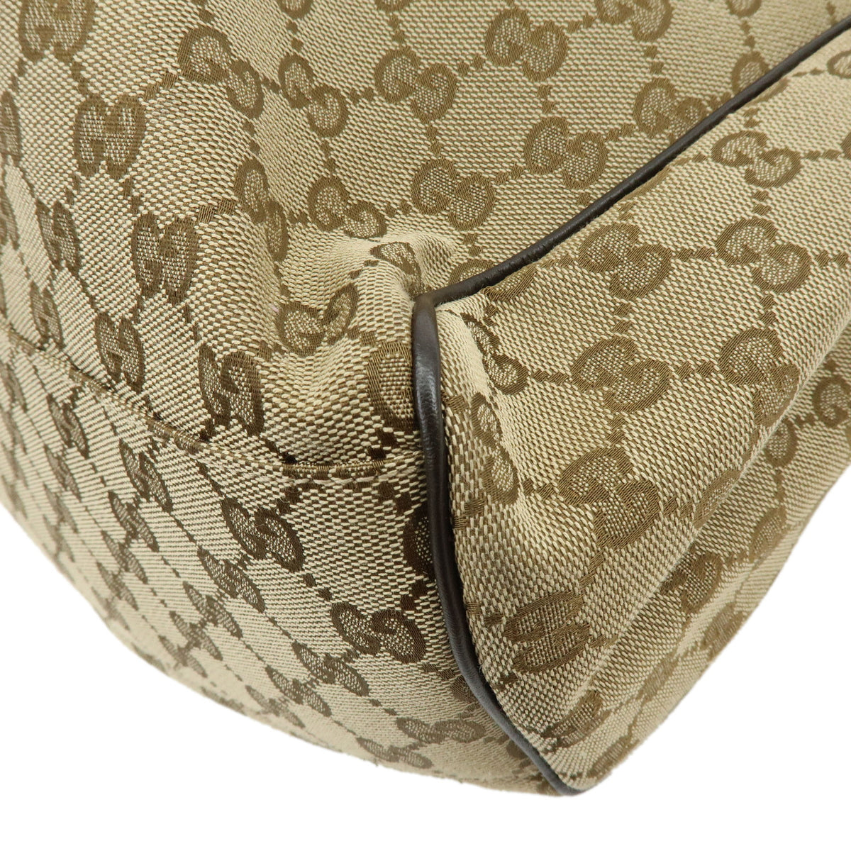 GUCCI Sukey GG Canvas Leather Hand Bag Beige Brown 362721