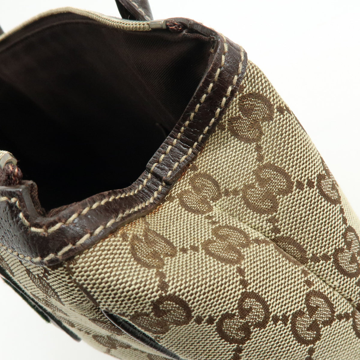 GUCCI Sherry GG Canvas Leather Shoulder Bag Tote Bag Brown Beige 177052