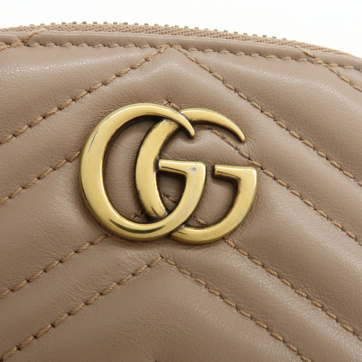 GUCCI GG Marmont Double G Leather Pouch Key Case Pink Beige 625691