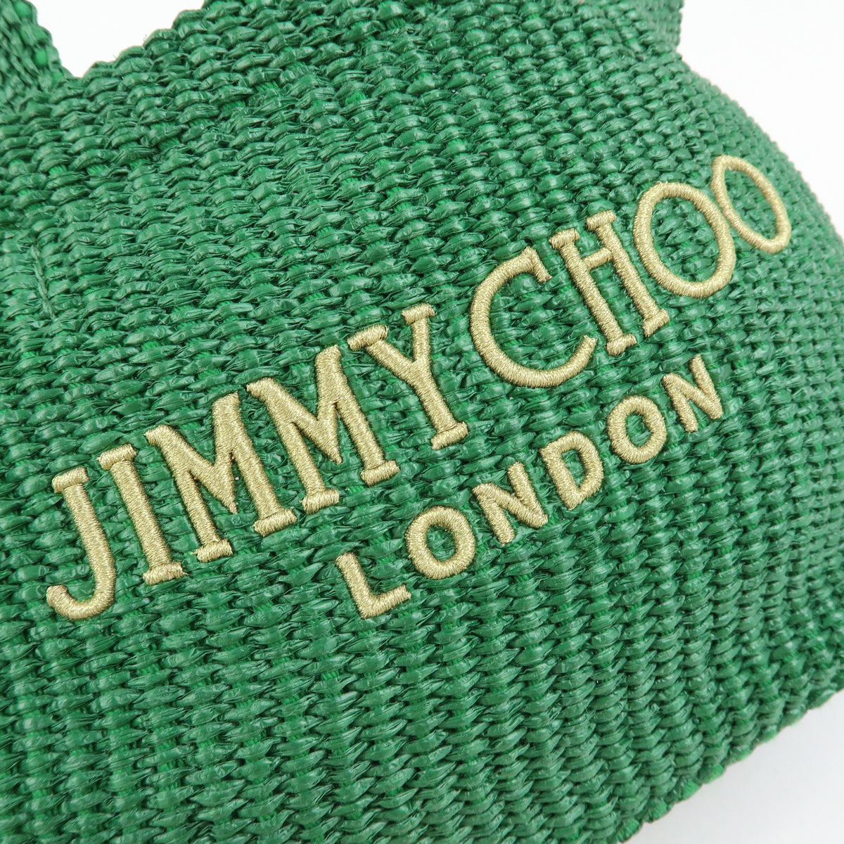 Jimmy Choo Beach Tote East West Raffia 2way Bag Hand Shoulder Bag Green