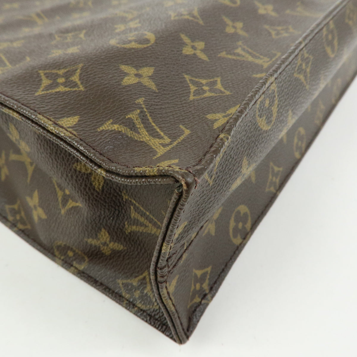 Louis Vuitton Monogram Sac Plat Tote Bag Hand Bag Brown M51140