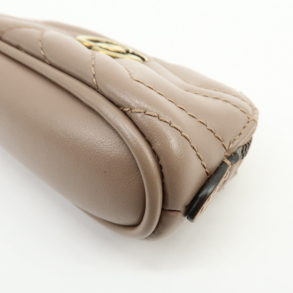 GUCCI GG Marmont Double G Leather Pouch Key Case Pink Beige 625691