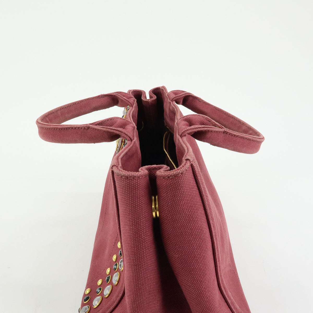 PRADA Triangle Logo Canapa Mini 2Way Tote Shoulder Bag Bordeaux B2439O