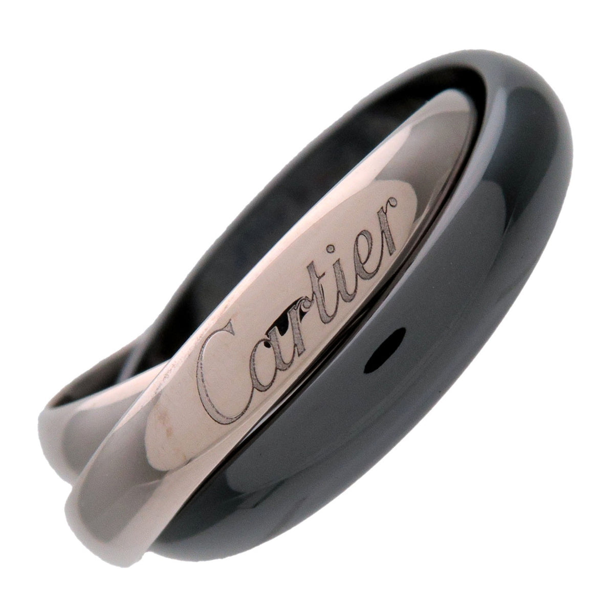 Cartier Trinity Ring MM 750WG BlackCeramic White Gold Black #50 US5.5