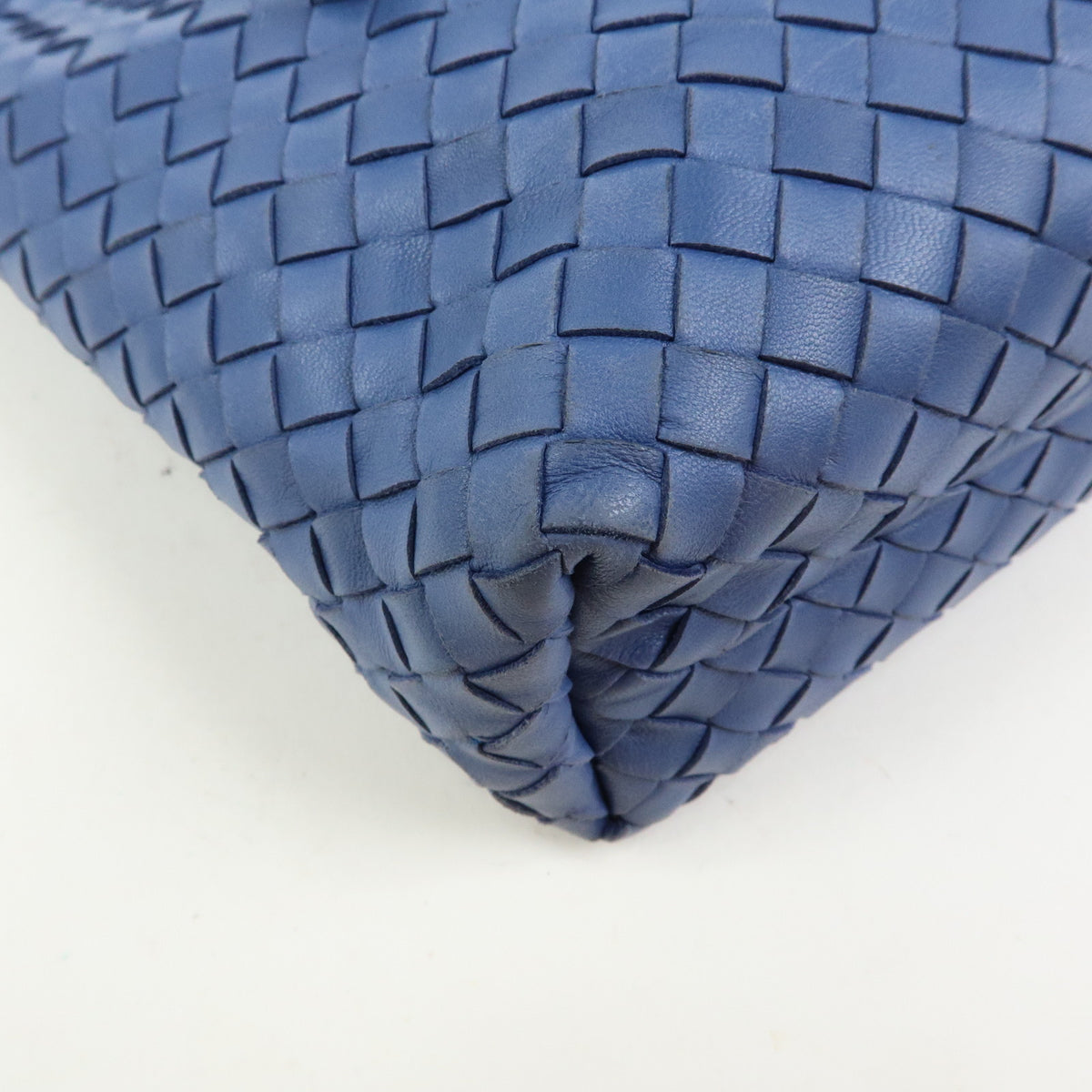 BOTTEGA VENETA Intrecciato Leather Tote Bag Hand Bag Blue V00A2
