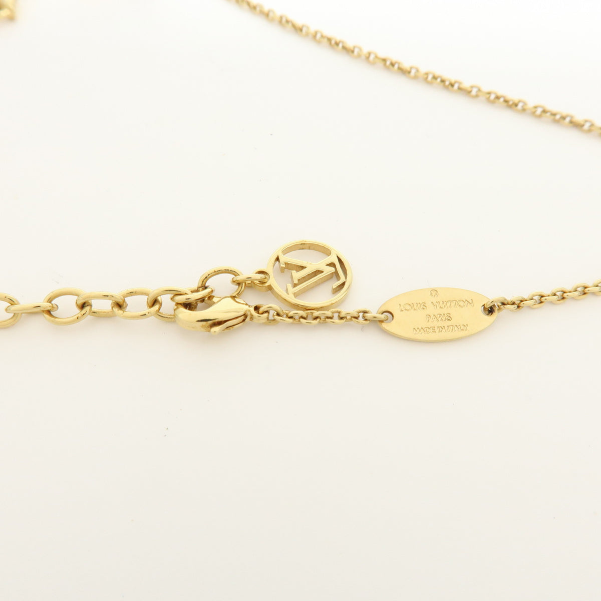 Louis Vuitton Luckygram Gold Plated Rhinestone Necklace Gold M62804