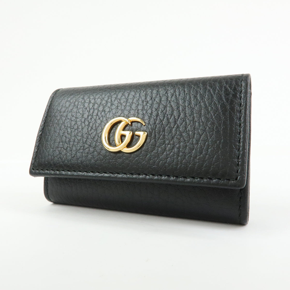 GUCCI Double G Leather 6 Ring Key Case Key Holder Black 456118