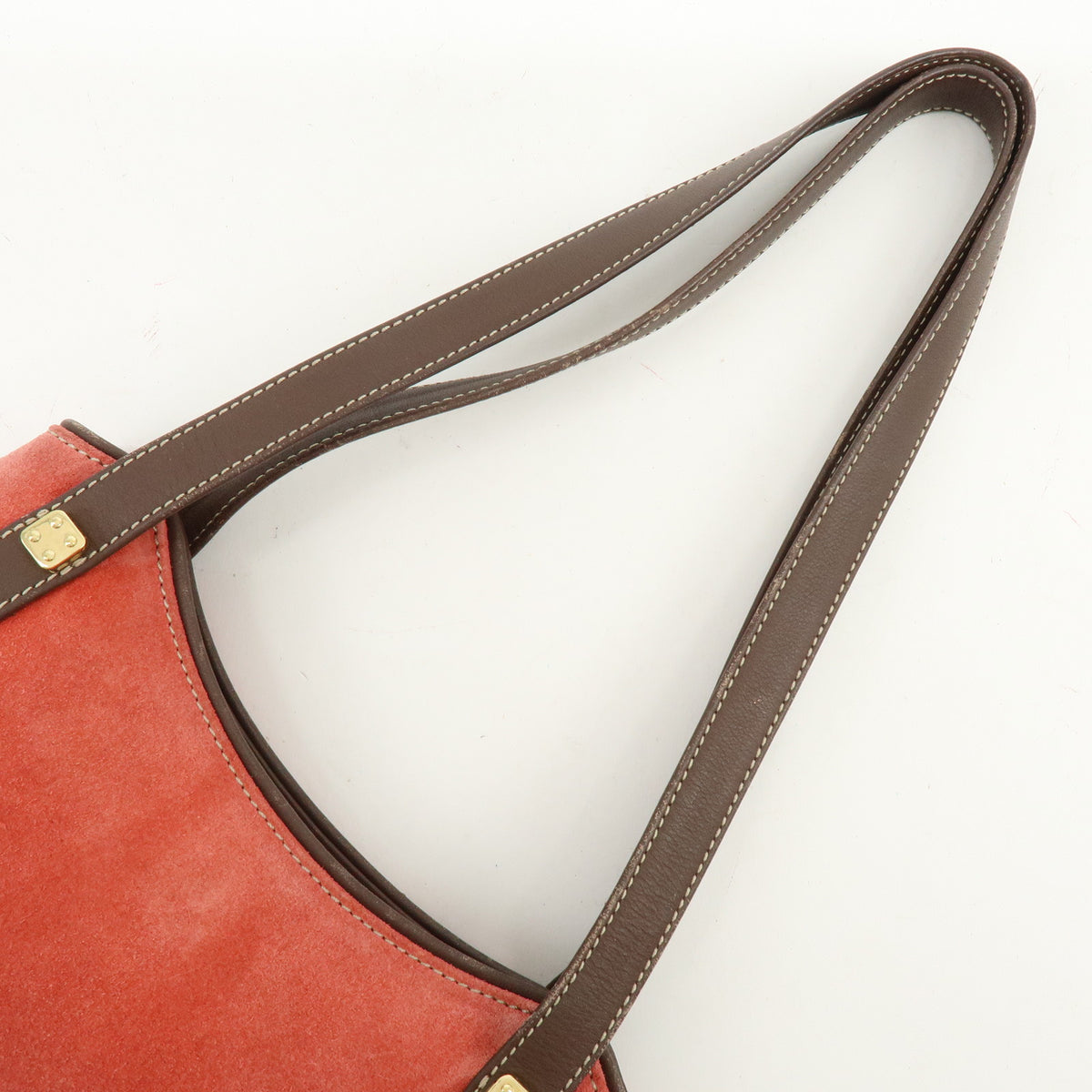 LOEWE Anagram Suede Leather Mini Hand Bag Tote Shoulder Bag Red