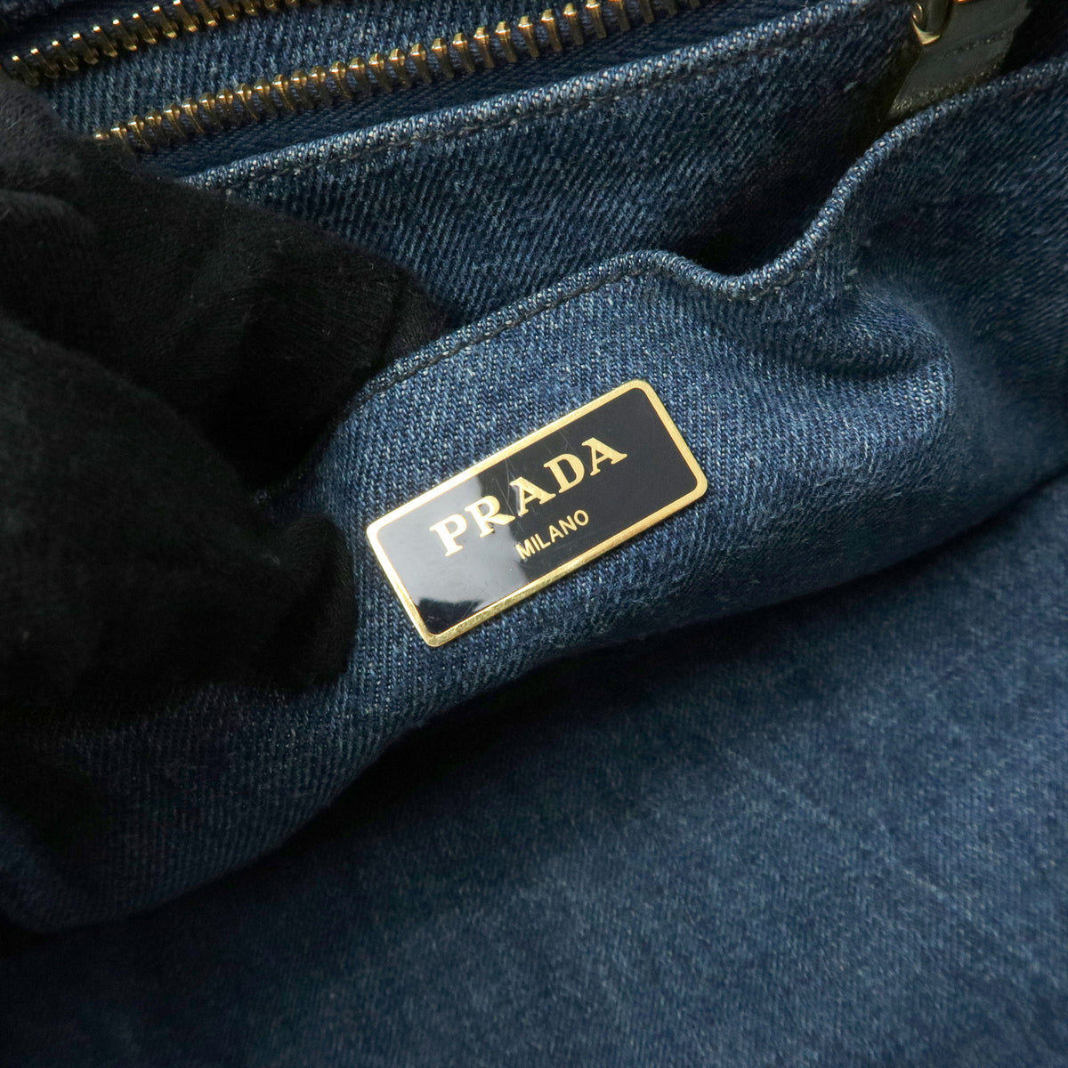 PRADA Triangle Logo Canapa Mini Denim 2Way Bag Hand Bag Blue 1BG439