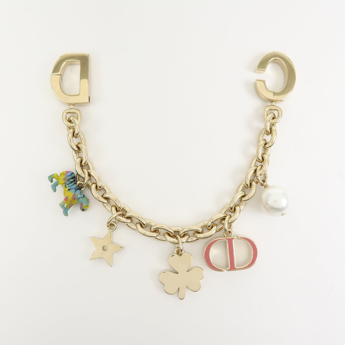 Christian Dior Montaigne Metal Bag Charm Key Holder Gold