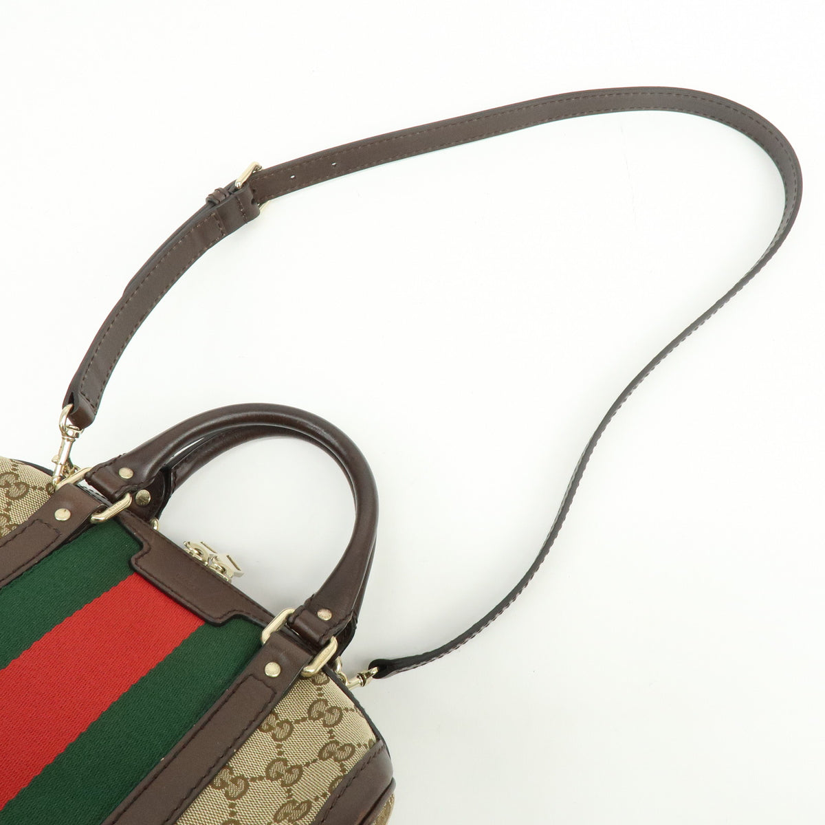 GUCCI Sherry GG Canvas Leather 2Way Bag Boston Bag Hand Bag 269876
